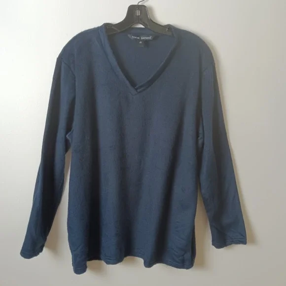 Harve Benard Womens Long Sleeve Sleepwear Top Size 1X/XL Soft Fuzzy Navy NWOT - Picture 1 of 14